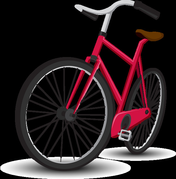 红色单车自行车插画免抠png透明图层素材