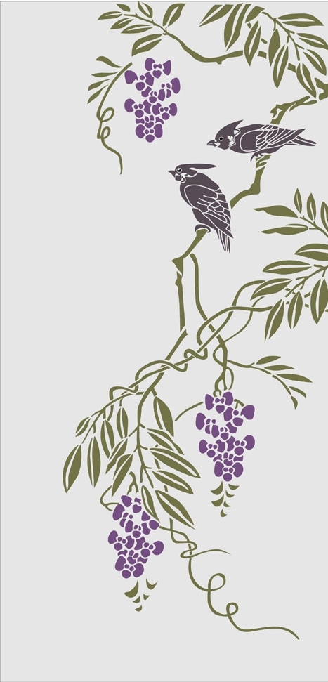 小鸟葡萄树图片