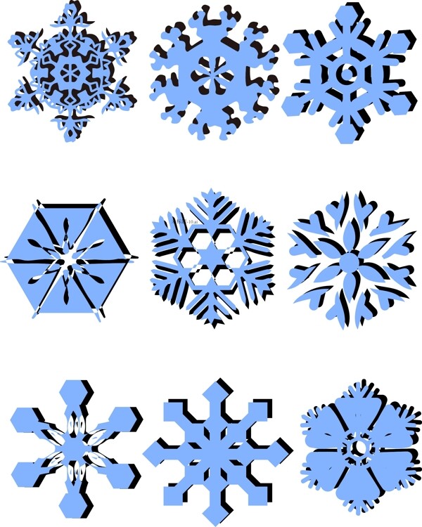 蓝色圣诞节雪花AI素材漂浮素材