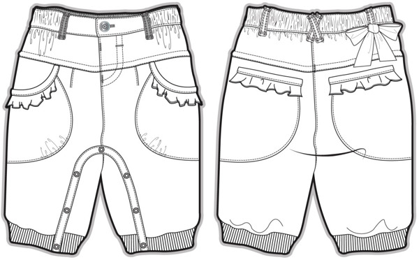 短裤小宝宝服装是设计素材线稿矢量文件