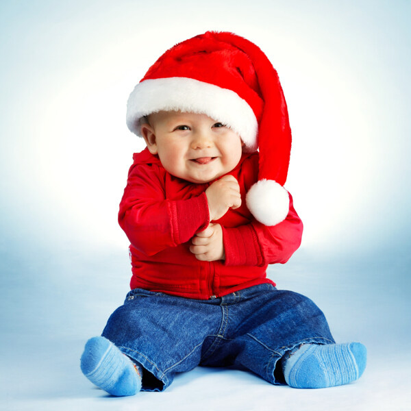戴着圣诞帽子的宝宝图片