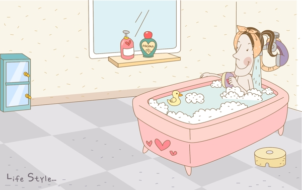 浴缸里泡澡的人