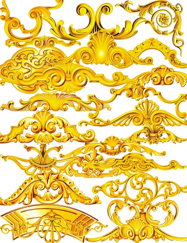 金色欧式花纹装饰