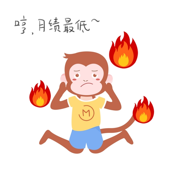 生气上火的猴子插画图片