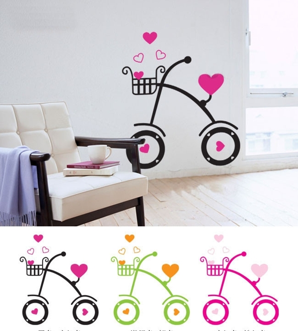 墙贴爱情单车图片