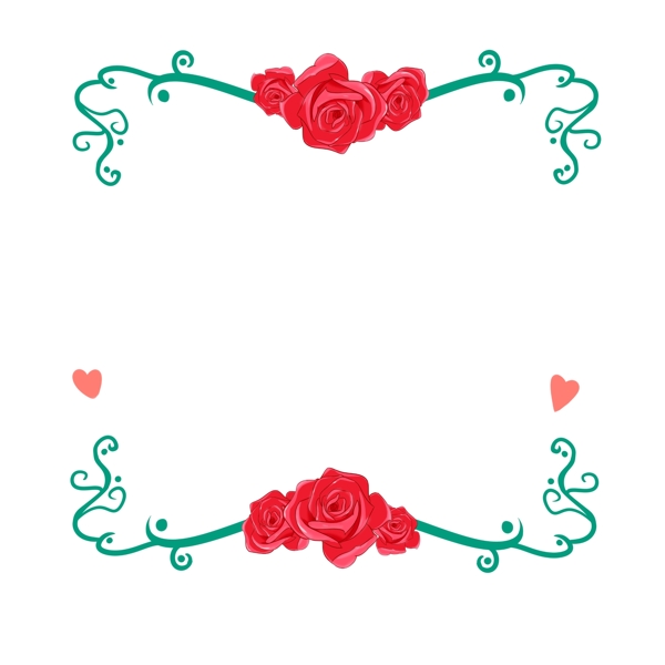 红色玫瑰花边框插画