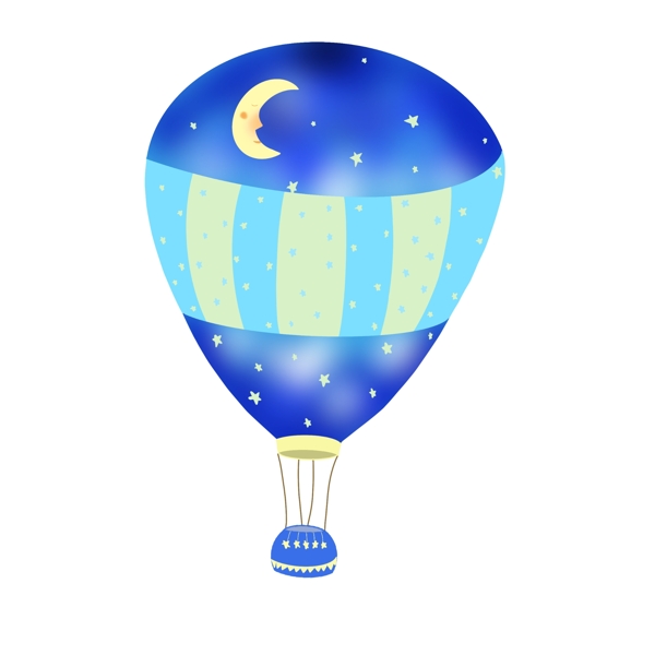 星空图案装饰的卡通热气球