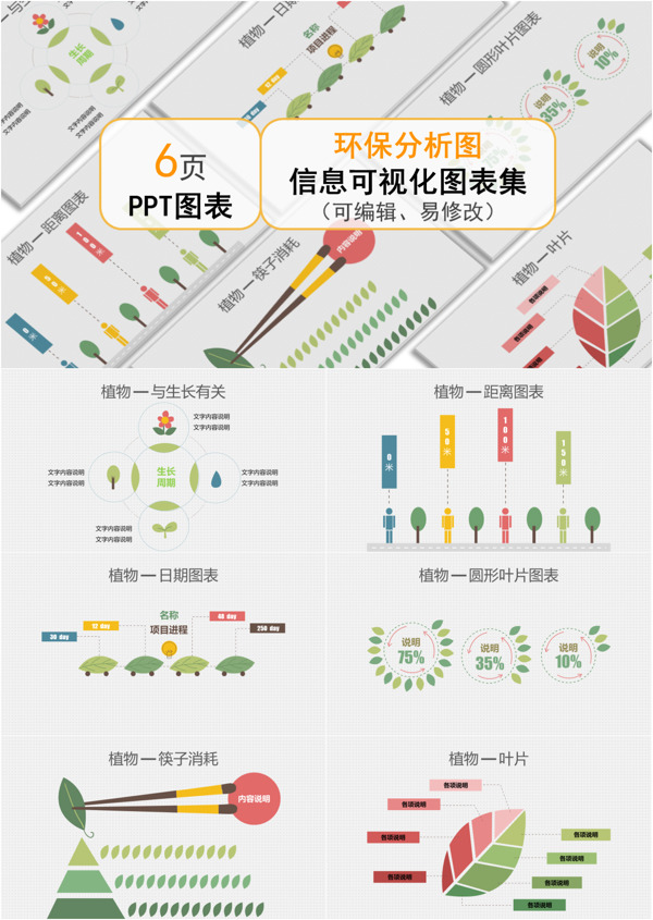 绿色创意环保分析图ppt图表合集