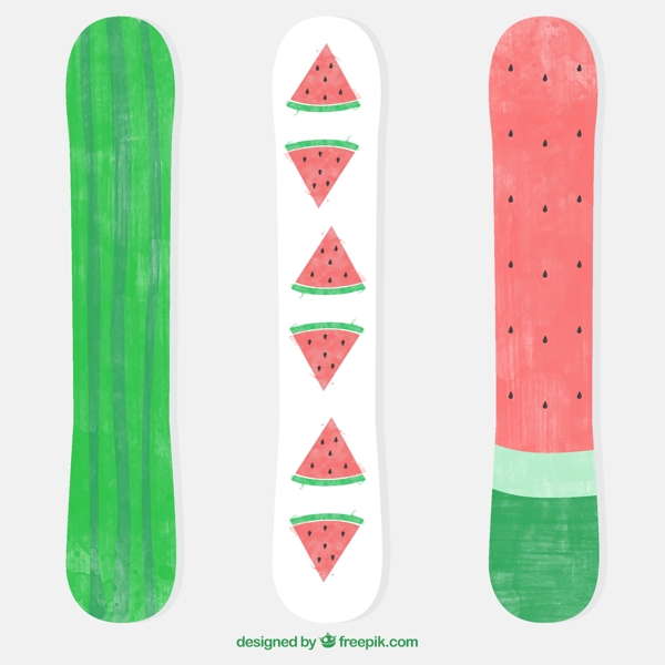 水彩西瓜滑雪板设计