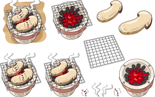 手绘烧烤蘑菇表情图片