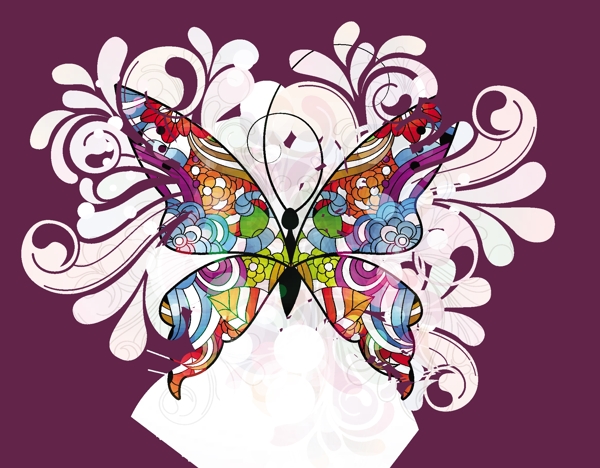 矢量抽象的彩色蝴蝶