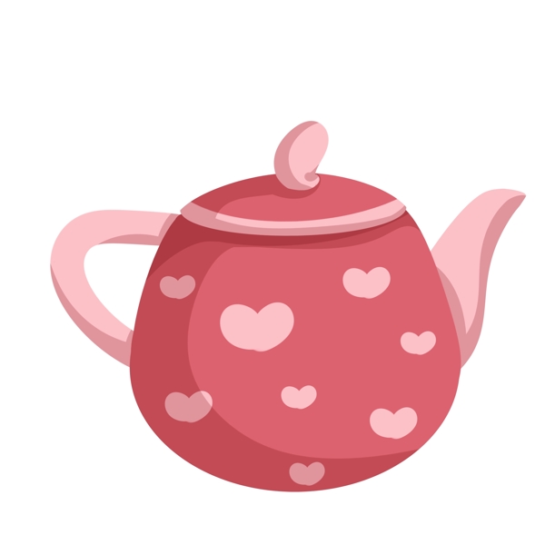 可爱的粉色茶壶插画