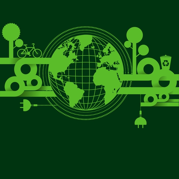 绿色地球环保海报矢量背景
