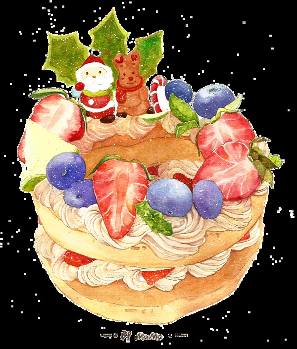 圣诞水果蛋糕元素