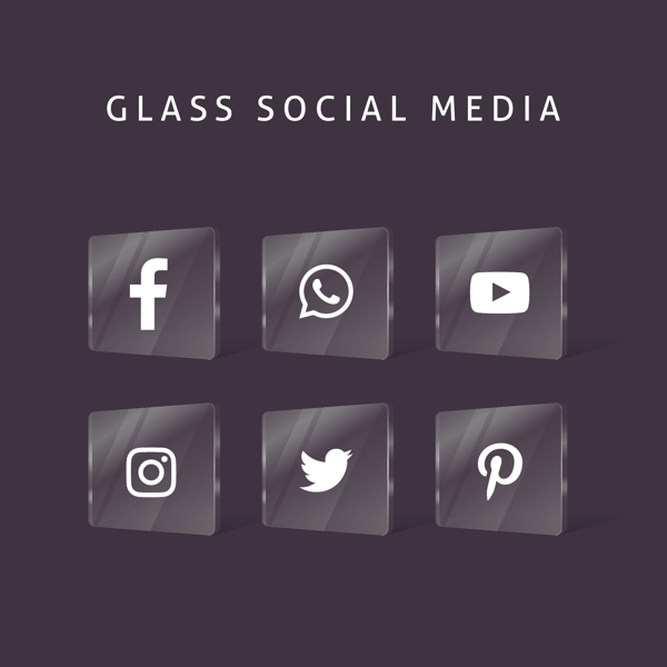 玻璃效果社交媒体图标