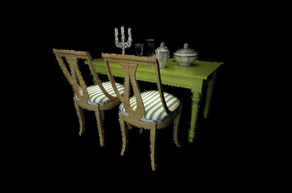 现代田园风餐桌椅设计模型