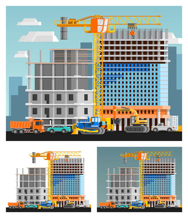 汽车和高楼建筑图片