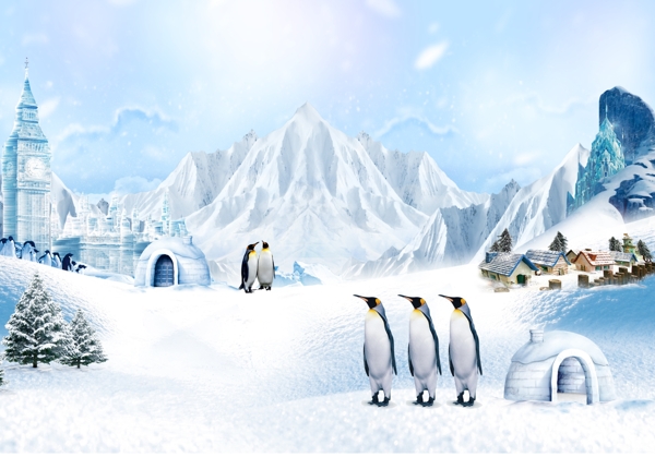 南极企鹅雪地城堡地产活动