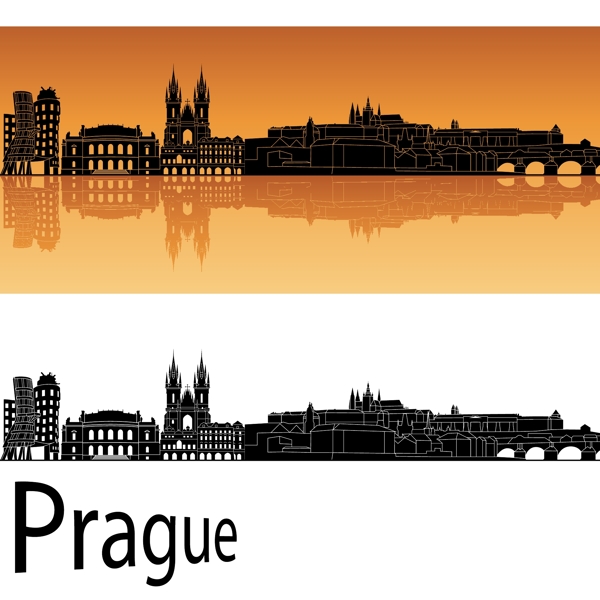 布拉格城市剪影图片
