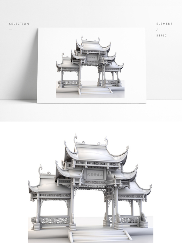 中国风古典建筑古牌楼3D模型