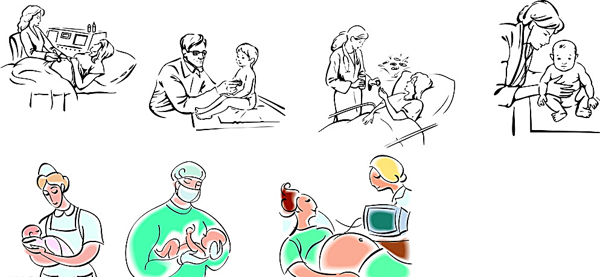 卡通医生和孕妇图片