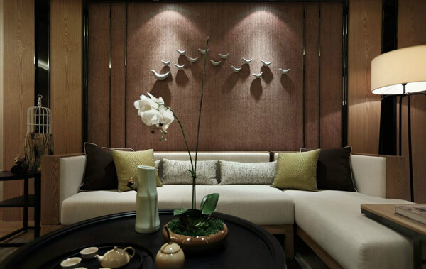 现代客厅银色装饰背景墙室内装修效果图