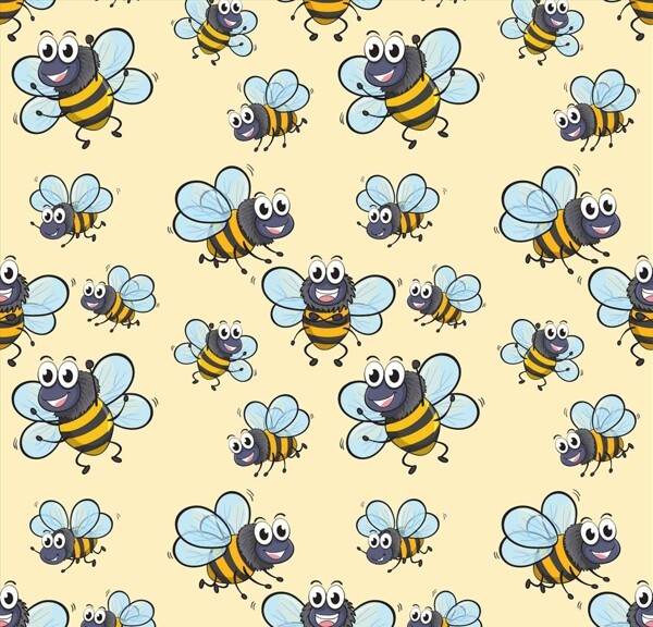 蜜蜂无缝卡通墙纸