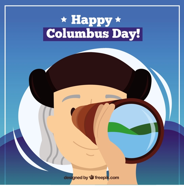 哥伦布日背景与望远镜