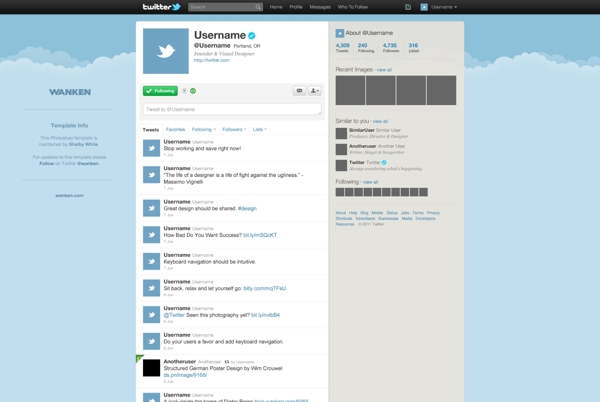 推特网页设计PSD模板