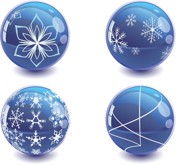 蓝色圣诞节花纹圆球矢量图