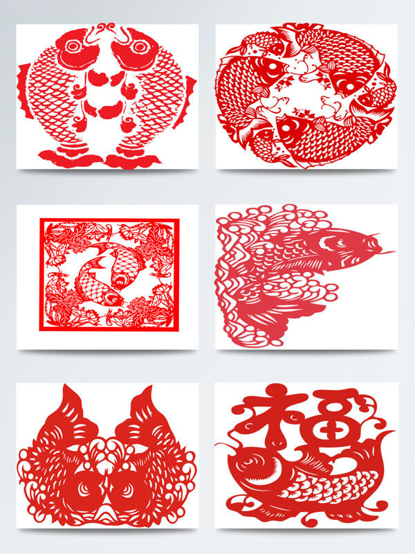 红色中国风剪纸图片