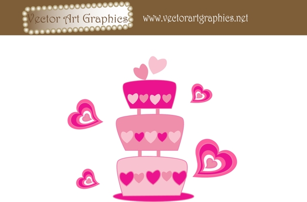 粉色婚庆蛋糕矢量图
