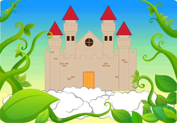 城堡的豆茎背景矢量