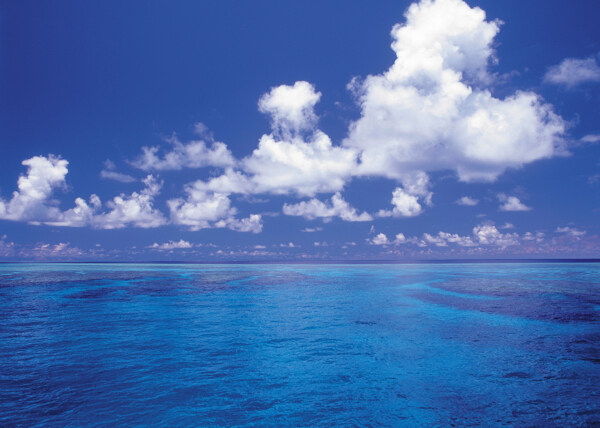 蓝天白云下的大海