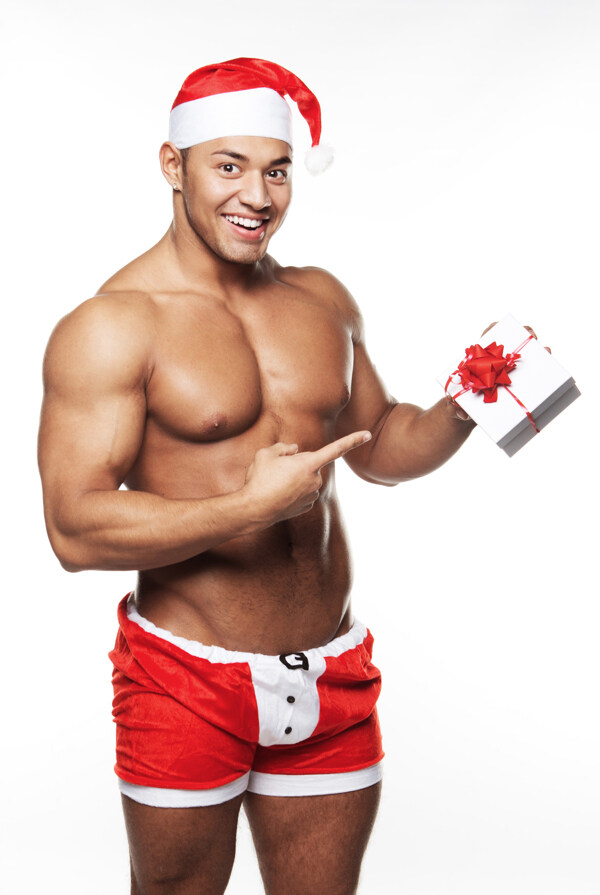 过圣诞节的肌肉男图片