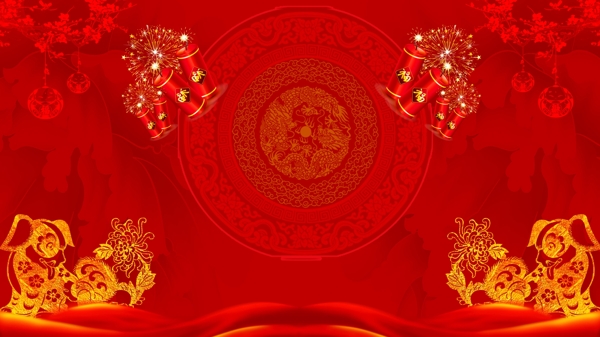 大红色喜庆春节舞台背景