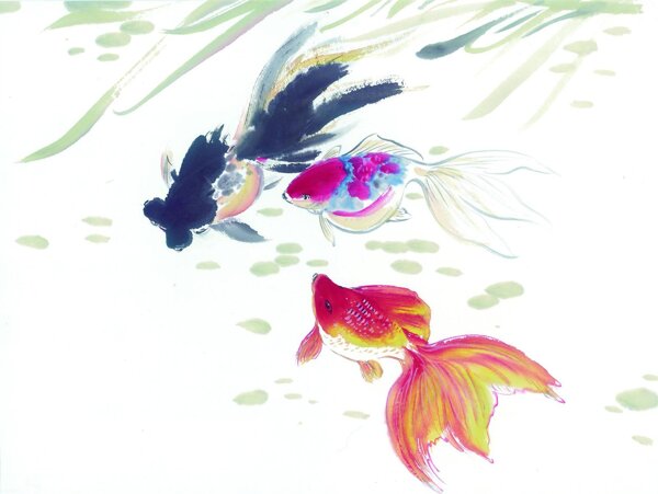 金鱼水墨画