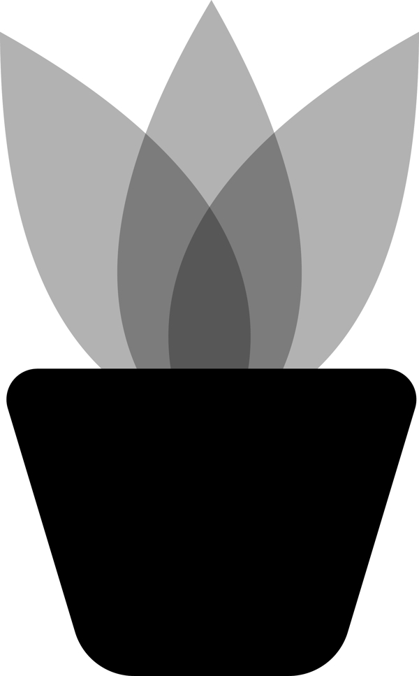 卡通黑灰色植物盆栽图标