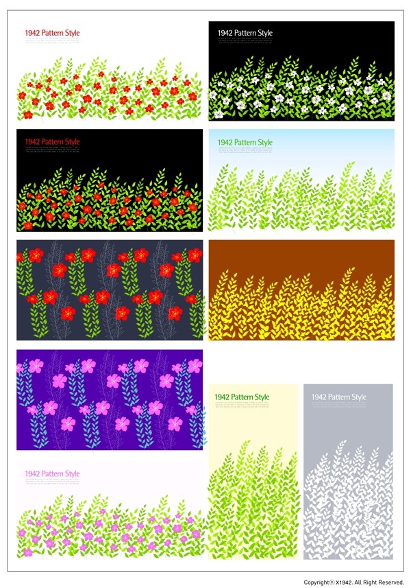 10款花朵花纹矢量底纹花朵花丛AI格式