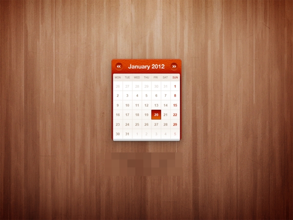 木板上的红色日历部件素材