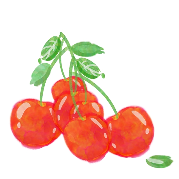 橘色水彩手绘水果中国樱桃一提