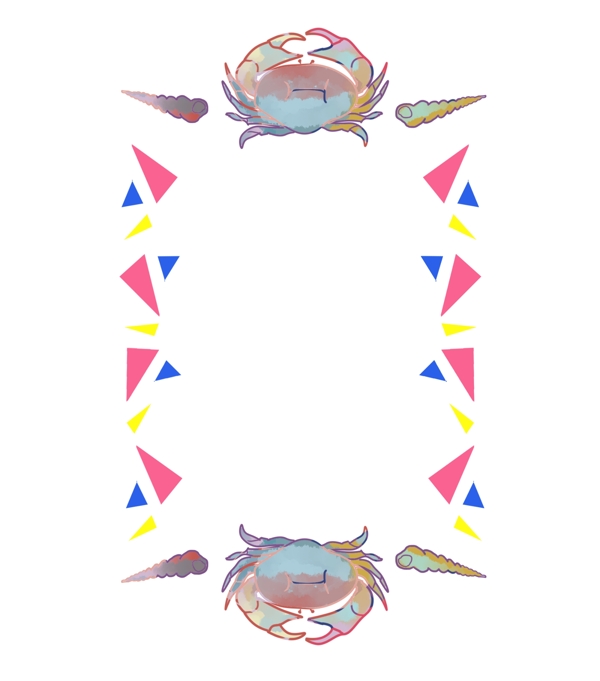 贝壳螃蟹装饰边框