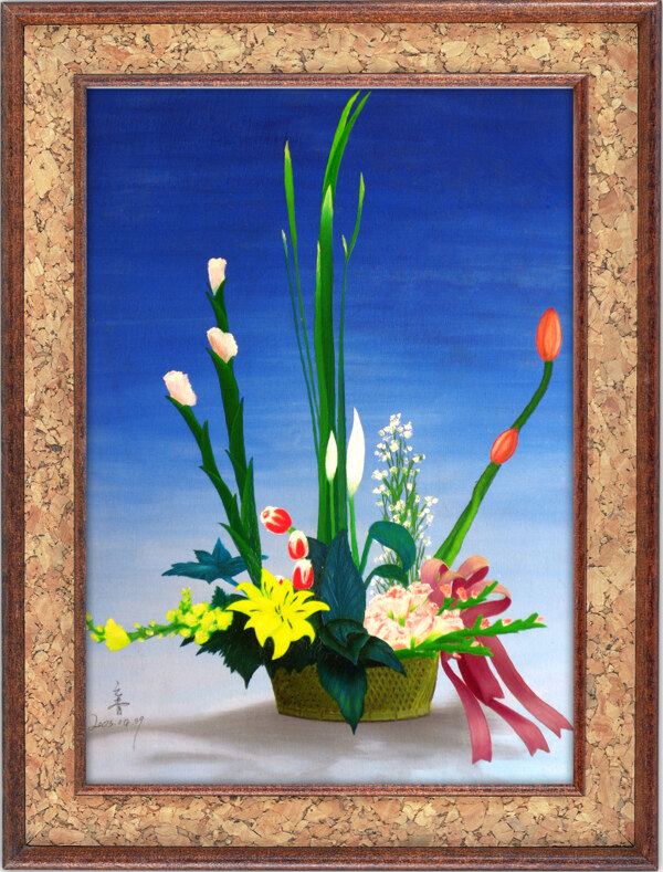 油画花卉植物相框图片