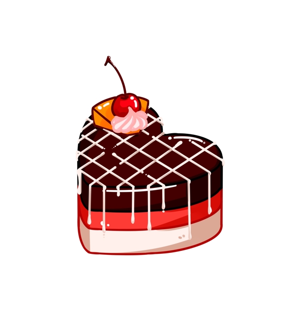 手绘情人节蛋糕插画
