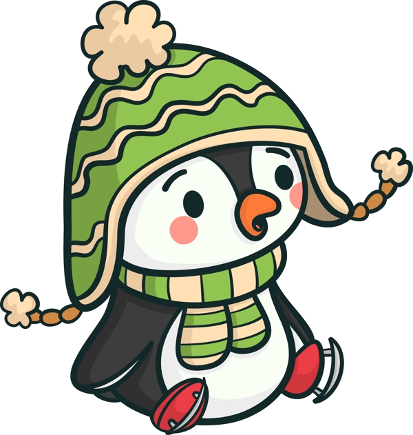 戴帽子的小企鹅原创元素