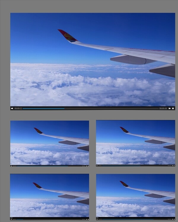 云层之上航行的机翼一角视频素材