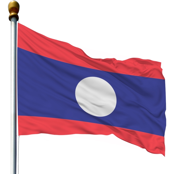 带旗杆的老挝国旗