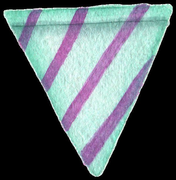 绿色条纹三角方巾通水彩透明素材