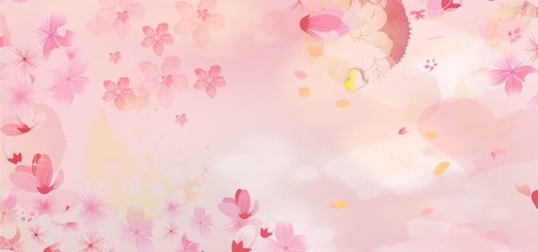 樱花节粉色梦幻手绘背景