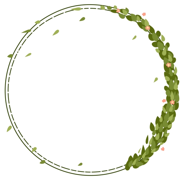 绿色清新叶子小花边框元素素材PNG图片